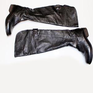 Over the Knee Black Flat Boots
